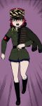  absurdres asparagus_(girls_und_panzer) colored comic girls_und_panzer hat highres military military_hat military_jacket military_uniform redhead running shouting skirt uniform vichy 