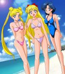  aino_minako beach bikini bishoujo_senshi_sailor_moon blonde_hair blue_hair mizuno_ami multiple_girls tagme tsukino_usagi 