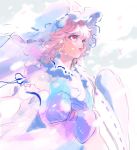  1girl hat japanese_clothes okomeuma pink_eyes pink_hair saigyouji_yuyuko short_hair solo touhou triangular_headpiece 