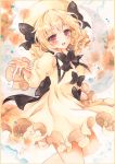  1girl :d blonde_hair bow dress drill_hair hat luna_child open_mouth potto_(minntochan) red_eyes short_hair smile touhou wings 
