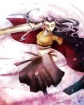 1girl amputee ass grey_hair groin hakama japanese_clothes long_hair looking_at_viewer midriff old_woman pixiv_fantasia pixiv_fantasia_5 sanctuary-of-apricot serious solo sword very_long_hair weapon 