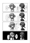  ... 2girls 4koma closed_eyes comic commentary fang hair_ornament hairclip ikazuchi_(kantai_collection) kantai_collection long_sleeves low_twintails meitoro monochrome multiple_girls neckerchief o_o open_mouth school_uniform serafuku shirayuki_(kantai_collection) short_hair short_twintails spoken_ellipsis sweat translation_request twintails 