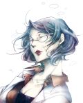  1girl air_bubble closed_eyes glasses old_woman original sanctuary-of-apricot short_hair solo underwater 