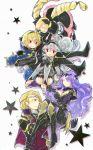  armor blonde_hair breasts camilla_(fire_emblem_if) cleavage closed_eyes dress elise_(fire_emblem_if) fire_emblem fire_emblem_if gloves hair_over_one_eye hair_ribbon hairband highres leon_(fire_emblem_if) long_hair marx_(fire_emblem_if) miduki66 my_unit_(fire_emblem_if) purple_hair red_eyes ribbon twintails 