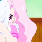  1girl :3 animated animated_gif blush closed_eyes crown female go!_princess_precure heart long_hair lowres open_mouth personification pink_hair precure puff_(go!_princess_precure) screencap smile solo violet_eyes 