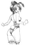  :d animal_ears ass blush bunny_tail bunnysuit fake_animal_ears frilled_legwear fujimaru_(bluebrand) hairband jpeg_artifacts looking_back monochrome open_mouth rabbit_ears short_hair simple_background sketch smile tail thigh-highs white_background wrist_cuffs 