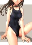  1girl brown_hair competition_swimsuit head_out_of_frame katahira_masashi long_hair one-piece_swimsuit original smile swimsuit 