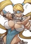  breasts grin highres large_breasts long_hair microphone pointing rainbow_mika sketch smile sowel_(sk3) street_fighter street_fighter_v twintails very_long_hair 
