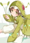  1girl brown_hair cccpo chamo_rosso green_eyes highres hood rokka_no_yuusha short_hair solo 