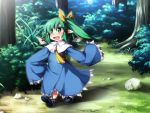  1girl blush daiyousei fairy_wings green_eyes open_mouth oversized_clothes sasasa_(nashi) side_ponytail solo touhou wide_sleeves wings 