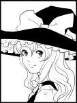 1girl absurdres bow hair_bow hat highres kirisame_marisa long_hair monochrome portrait ribbon simple_background solo touhou white_background witch_hat yagin 
