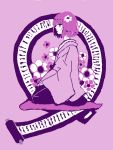  1girl flower hair_flower hair_ornament hieda_no_akyuu japanese_clothes kimono purple purple_hair scroll short_hair solo tegaki touhou 