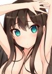  1girl armpits breasts brown_hair green_eyes idolmaster idolmaster_cinderella_girls long_hair shibuya_rin shuuichi solo 