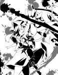  1girl flandre_scarlet from_below hat mob_cap monochrome side_ponytail solo touhou wings youki_(yuyuki000) 