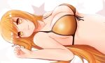  1girl bikini breasts large_breasts long_hair lying nao_(ritsancrossover) on_back orange_eyes orange_hair original solo star swimsuit 