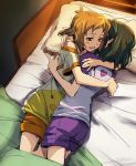  2girls bed bed_sheet blush bunk_bed kohinata_miku multiple_girls pillow senki_zesshou_symphogear short_hair smile tachibana_hibiki_(symphogear) tsuta_no_ha yuri 