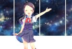  1girl black_hair charlotte_(anime) closed_eyes highres iukawa_hamosaku long_hair otosaka_ayumi school_uniform waving 