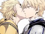  2boys archer_(fate/prototype) blonde_hair gentleman_in_progress kiss multiple_boys saber_(fate/prototype) yaoi 