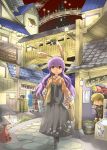 5girls bad_id bucket building east_asian_architecture gundam hieda_no_akyuu highres in_bucket in_container japanese_architecture karakasa karakasa_obake kirby kirby_(series) kisume kurodani_yamame mobile_suit_gundam reisen_udongein_inaba reiuji_utsuho sayonara_zetsubou_sensei tatara_kogasa touhou translated umbrella wriggle_nightbug zaku zaku_ii zaku_ii_s_char_custom