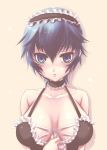 blue_hair blush breasts bustier choker cleavage large_breasts maid persona persona_4 sakurasawa_yukino shirogane_naoto short_hair 
