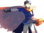  blue_hair cape fingerless_gloves fire_emblem fire_emblem:_souen_no_kiseki fire_emblem_path_of_radiance gloves hachimaki headband ike male nintendo simple_background 