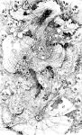  chihiro_(artist) creature creepy faceless flower highres kazami_yuuka monochrome multiple_eyes parasol plaid plaid_skirt plaid_vest skirt skirt_set skull thorns touhou traditional_media umbrella 