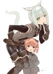  animal_ears boots brown_eyes final_fantasy final_fantasy_xi final_fantasy_xiv gloves green_eyes grey_hair lalafell miqo&#039;te miqo'te multiple_girls open_mouth pointy_ears red_hair redhead robina tail twintails 