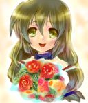  clannad flower green_eyes green_hair ibuki_fuuko long_hair school_uniform yanyo 