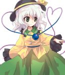 green_eyes hat hat_ribbon heart heart_of_string komeiji_koishi matyinging parody ribbon short_hair silver_hair smile solo style_parody touhou 