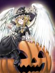  aozora_market blonde_hair brown_eyes duplicate kirisame_marisa kirisame_marisa_(seihou) pumpkin touhou wings witch 