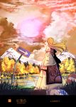  garnet garnet_(pixiv) long_hair mountain no_hat no_headwear road_sign scenery sign touhou traffic_sign yakumo_yukari 