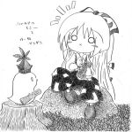  :x chibi cosplay fujiwara_no_mokou kamishirasawa_keine kamishirasawa_keine_(cosplay) monochrome o_o penguin soyanrai touhou traditional_media translated translation_request 