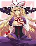  blonde_hair bow breasts cleavage elbow_gloves eyes gap gloves hair_bow hat large_breasts long_hair motimoti purple_eyes ribbon touhou yakumo_yukari 