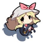  chibi food fruit hat long_hair peach touhou watatsuki_no_toyohime yofukashi 