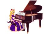  eyes gap gloves grand_piano hair_ribbon hat instrument long_hair piano ribbon touhou yakumo_yukari yumeko_(artist) 