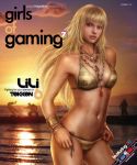  alluring beach bikini blonde_hair emilie_de_rochefort lili long_hair namco sunset swimsuit tekken tekken_5_(dark_resurrection) 