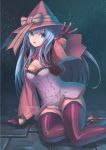  1girl blue_eyes blue_hair breasts chain cleavage fantasy_earth_zero gloves hat long_hair ryouku solo thigh-highs wide_sleeves 