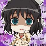  1girl black_hair blush hair_ornament kohinata_miku ribbon senki_zesshou_symphogear short_hair smile yandere 