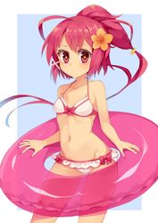  alternate_costume bikini hukasikasi i-168_(kantai_collection) innertube kantai_collection long_hair ponytail red_eyes redhead swimsuit 