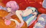  bare_shoulders bikini character_request highres nishihara_isao pink_hair red_eyes swimsuit 