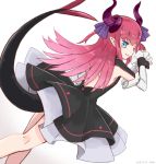  1girl 30re blue_eyes detached_sleeves fate/extra fate/extra_ccc fate_(series) horns lancer_(fate/extra_ccc) long_hair pink_hair pointy_ears solo tail two_side_up 