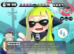  1girl beard blush bra commander_atarime domino_mask facial_hair fake_screenshot fangs green_eyes hat inkling koutamii long_hair mask open_mouth panties parody pointy_ears splatoon spoken_sweatdrop sweatdrop tentacle_hair translation_request underwear visual_novel walking_stick zipper 