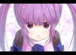  1girl face hands_clasped letterboxed looking_at_viewer looking_up purple_hair solo sophie_(tales) tales_of_(series) tales_of_graces tenguu_rio twintails violet_eyes 