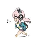  1girl blush breasts chibi gio_(yoshio_440ex) headphones large_breasts long_hair lowres musical_note nitroplus open_mouth pink_eyes pink_hair pom_pom_(clothes) smile solo spoken_musical_note super_sonico 