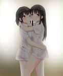  2girls black_hair blush cheek-to-cheek highres hug long_hair minagiku multiple_girls original smile yuri 