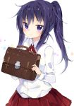  1girl briefcase chico152 highres himouto!_umaru-chan long_hair motoba_kirie ponytail purple_hair school_uniform solo violet_eyes 