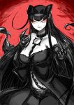  black_hair breasts chain claws commentary_request gauntlets large_breasts looking_at_viewer pale_skin shinkaisei-kan solo 