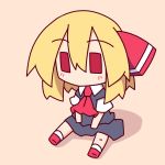  1girl black_skirt blonde_hair blush bow chibi dress_shirt hair_bow hair_ribbon kakinoki_mikan_(kari) no_mouth red_bow red_eyes red_ribbon ribbon rumia shirt short_hair sitting sketch skirt solo tagme the_embodiment_of_scarlet_devil touhou 