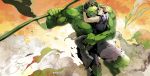  2boys avengers brown_hair bruce_banner clint_barton hawkeye_(marvel) hulk kageuri marvel multiple_boys vines 