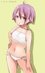  1girl akky_(akimi1127) bikini highres kantai_collection purple_hair sakawa_(kantai_collection) short_hair standing swimsuit violet_eyes 